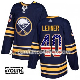 Adidas Maillot de Hockey Buffalo Sabres Robin Lehner 40 2017-2018 Bleu Marine USA Flag Fashion Authentic - Enfant